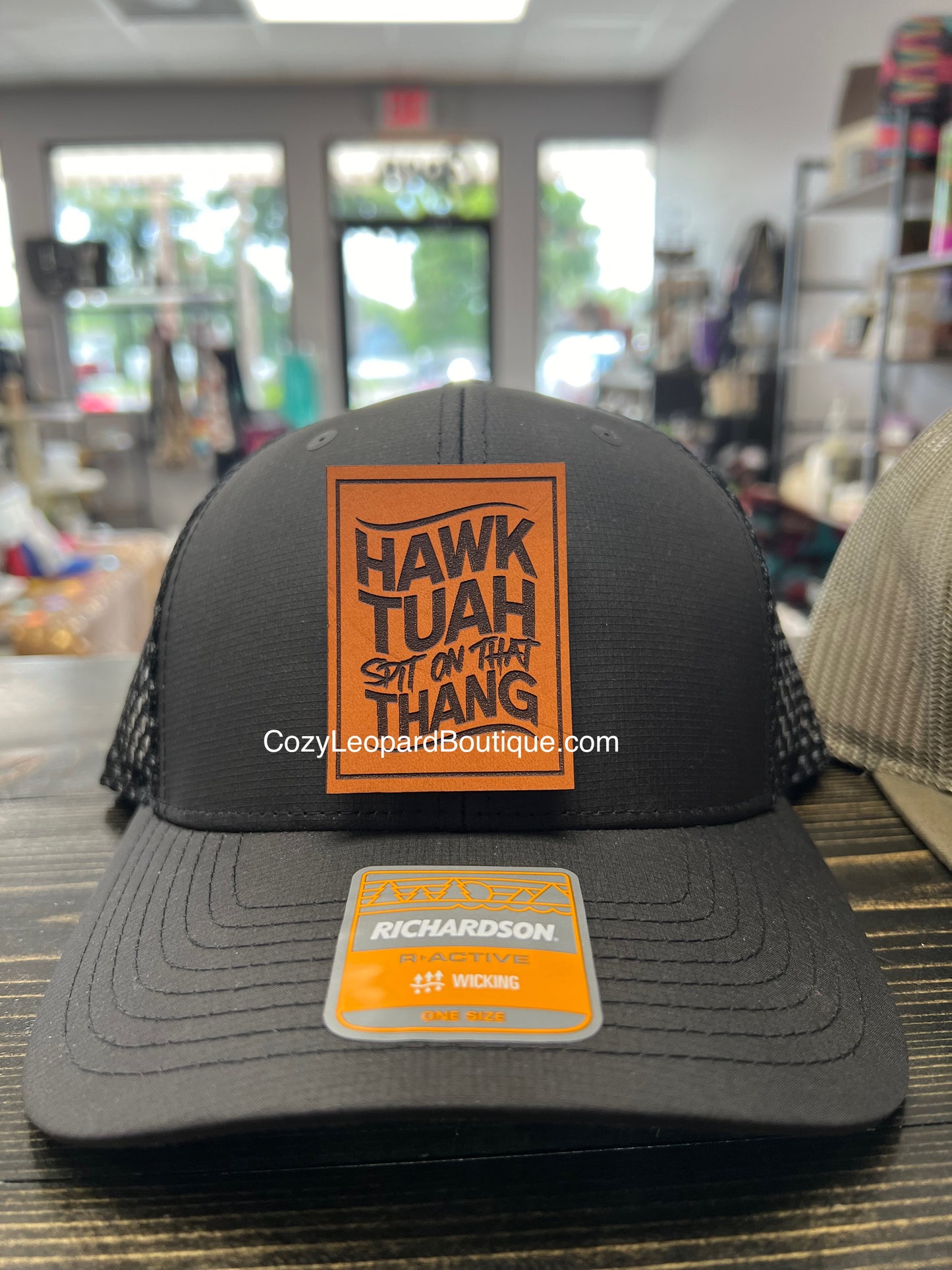 Hawk Tuah Leather Patch Hat