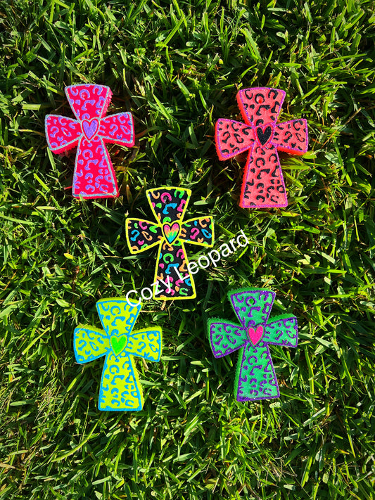 Leopard Heart Cross Car Freshie