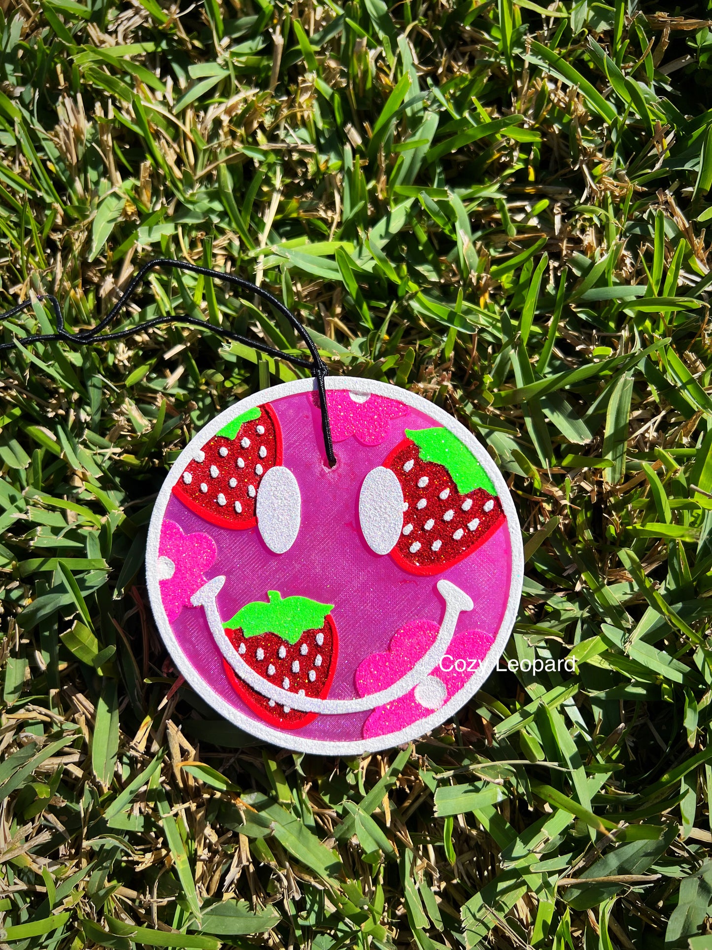 Happy Strawberry Face Car Freshie