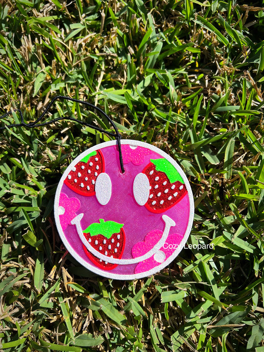 Happy Strawberry Face Car Freshie