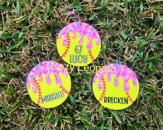 Custom Drip Softball Bag Tag