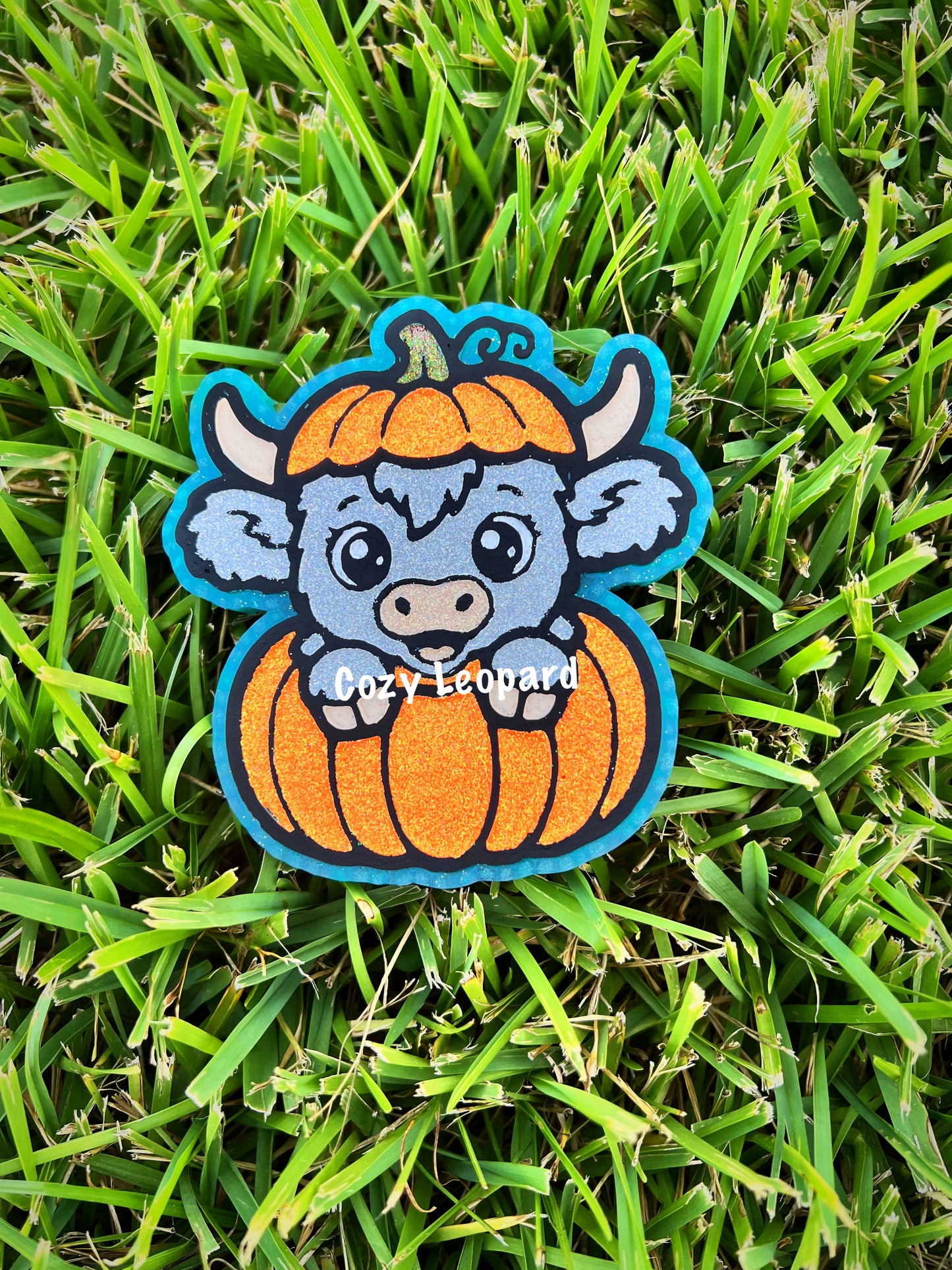 Highland Cow In Pumpkin Car Freshie