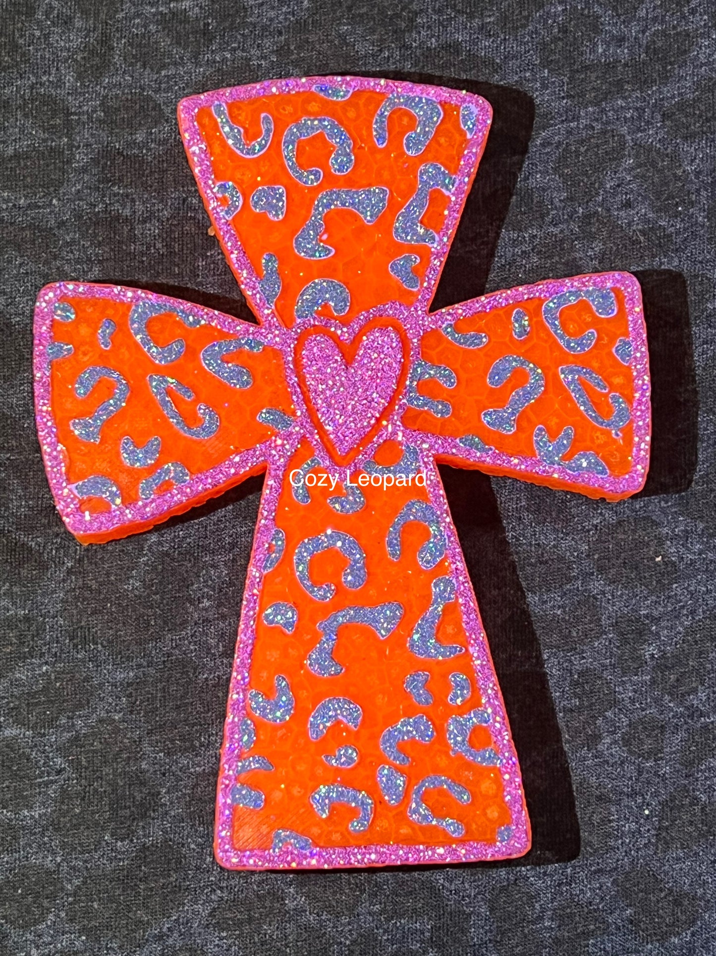 Leopard Heart Cross Car Freshie