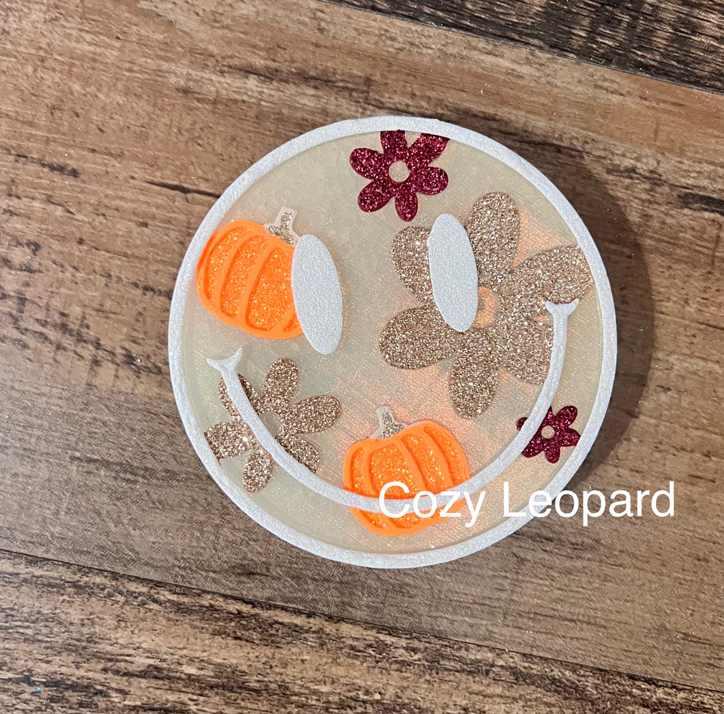 Happy Face Pumpkin and Daisies Car Freshie