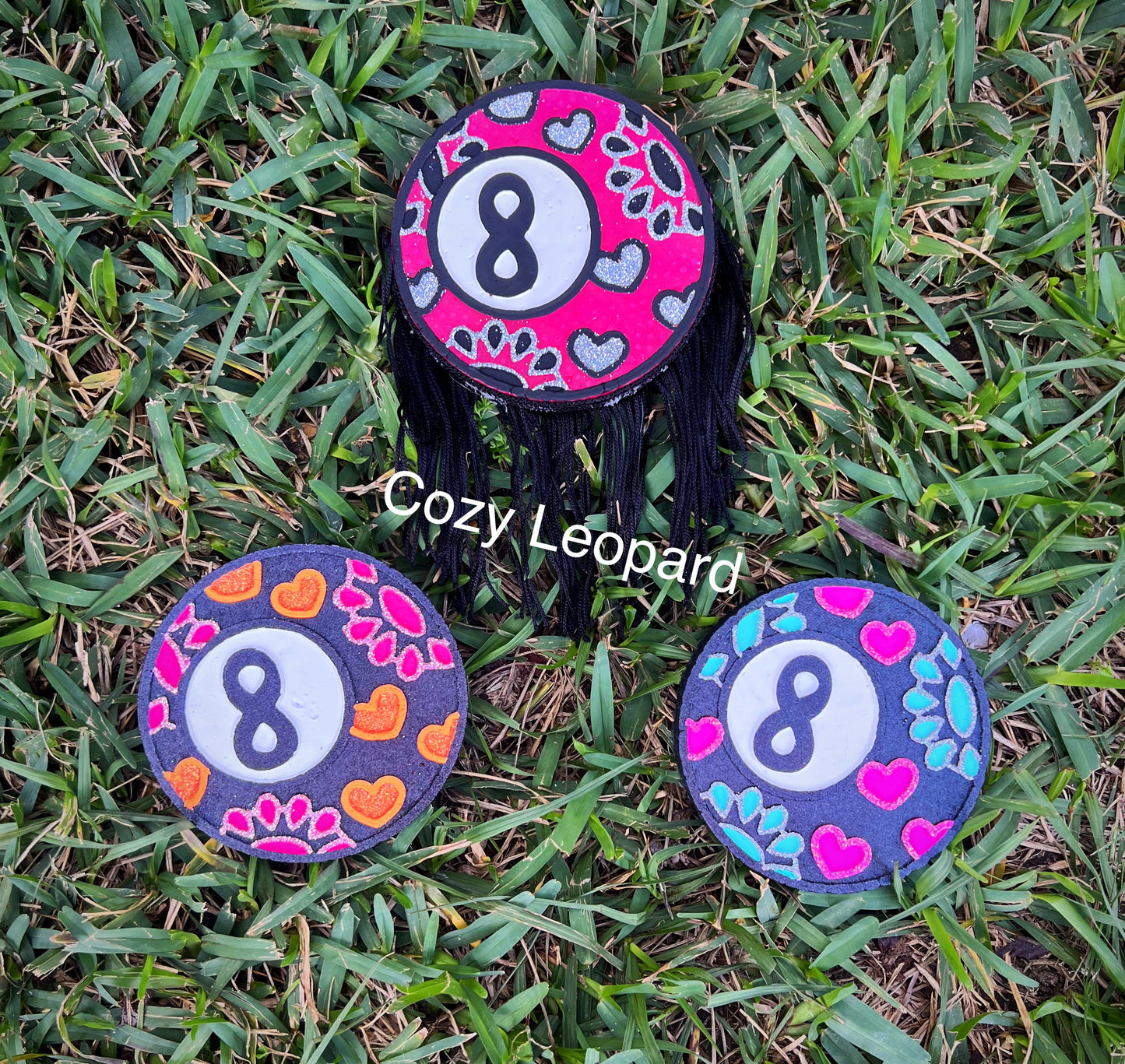 8 Ball with Hearts and Conchos Car Freshie