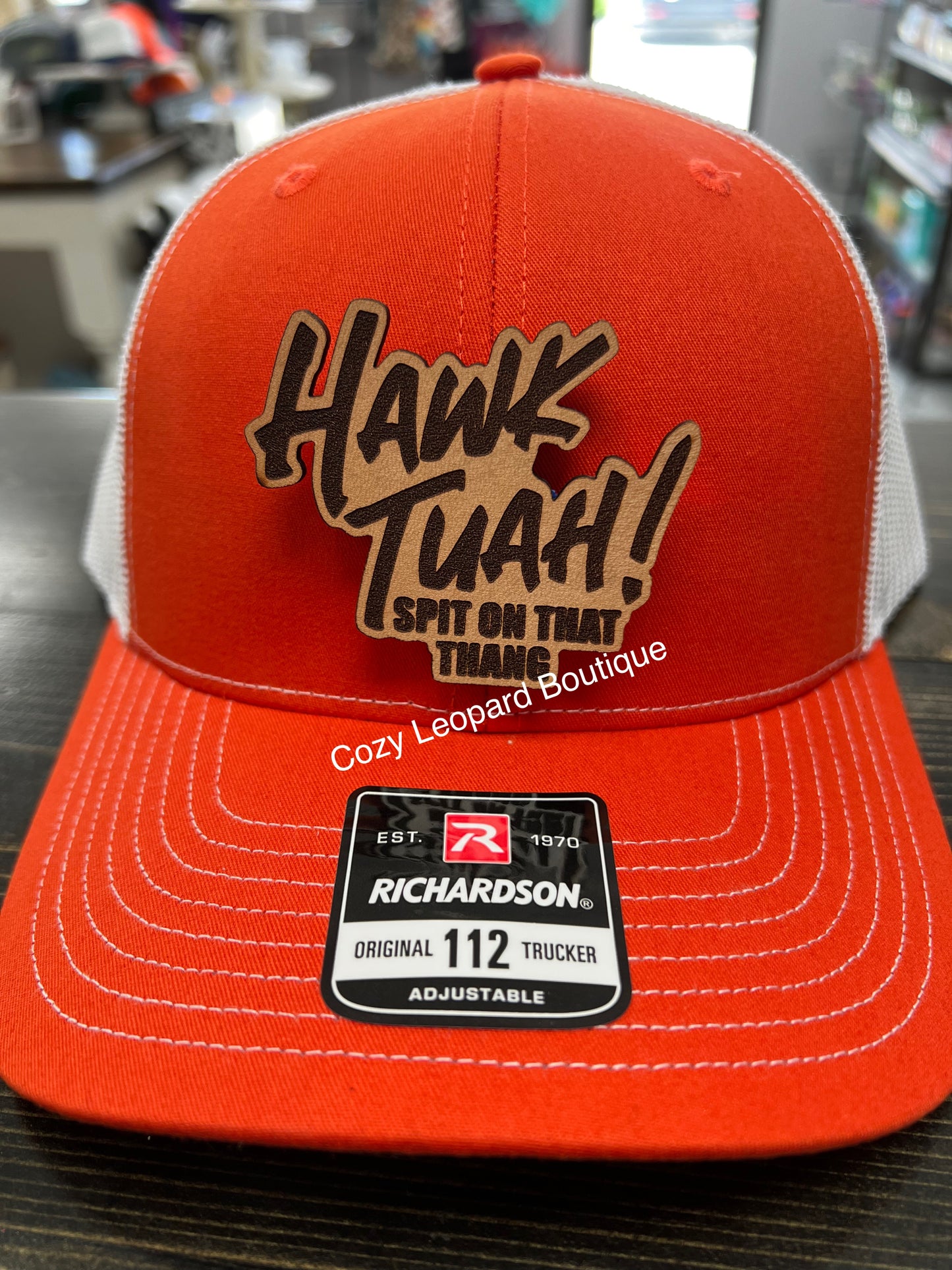 Hawk Tuah Leather Patch Hat