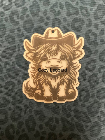 Leather Highland Cowgirl Car Freshener