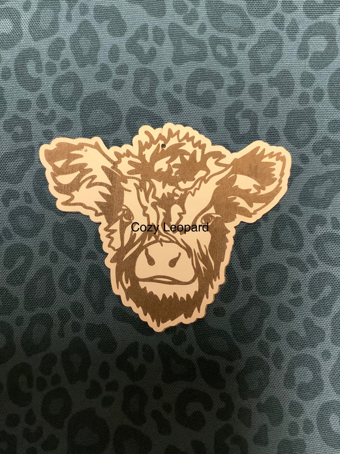 Leather Highland Cow Face Car Freshener